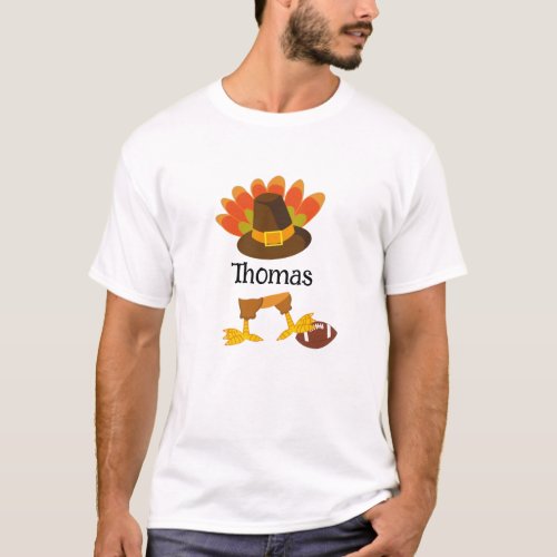 Cute Thanksgiving Turkey Football Cartoon Custom  T_Shirt