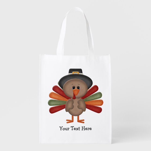 Cute Thanksgiving Turkey Grocery Bag (Front)