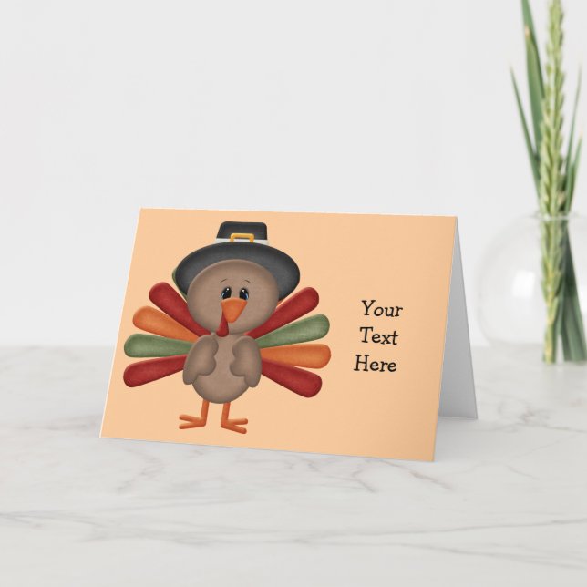 Cute Thanksgiving Turkey Holiday Card (Front)