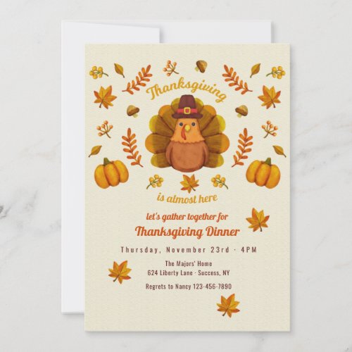 Cute Thanksgiving Turkey Invitation