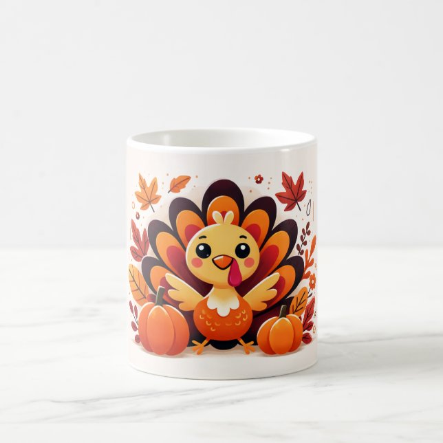 Cute Thanksgiving Turkey Mug | Autumn Coffee Cup (Center)