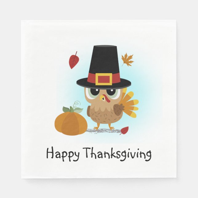 Cute Thanksgiving Turkey Napkins (Front)