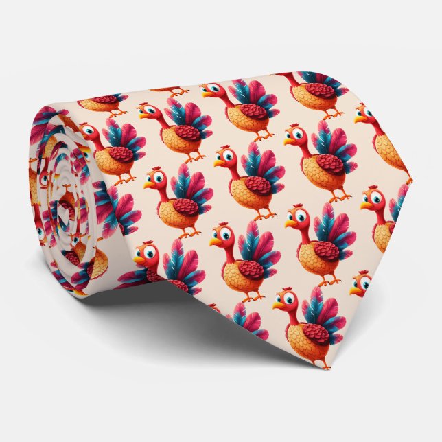 Cute Thanksgiving Turkey Neck Tie (Rolled)