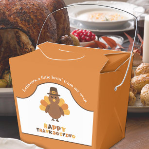 Cute Thanksgiving Turkey Orange Leftovers Take Out Favor Boxes
