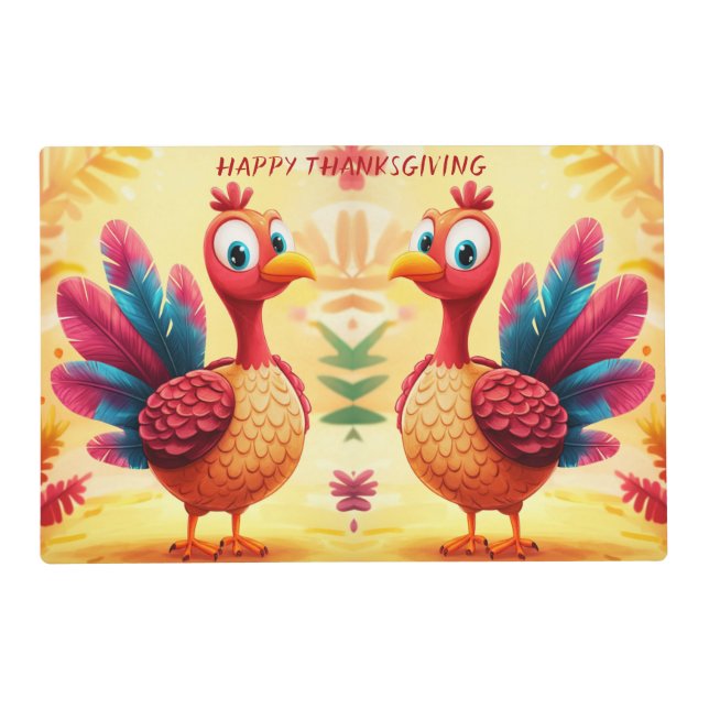 Cute Thanksgiving Turkey Paper Placemat (Front)