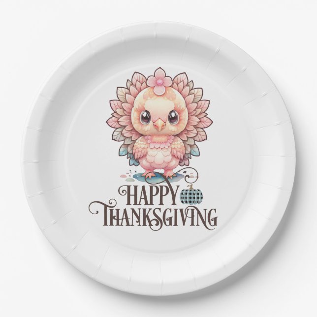 Cute Thanksgiving Turkey Paper Plates (Front)