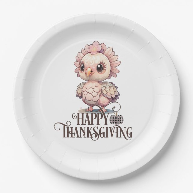 Cute Thanksgiving Turkey Paper Plates (Front)