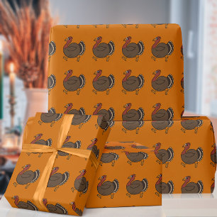 Cute Thanksgiving Turkey Pattern Wrapping Paper