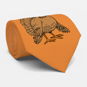 Cute Thanksgiving Turkey Pilgrim Orange Tie