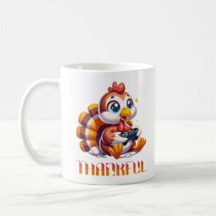 Cute Thanksgiving Turkey Playing Video Game Coffee Mug
