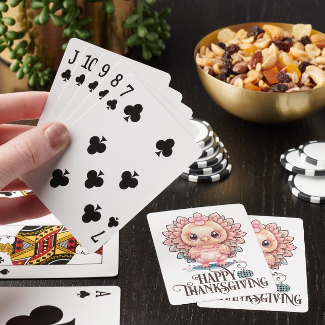 Cute Thanksgiving Turkey Poker Cards (In Situ)