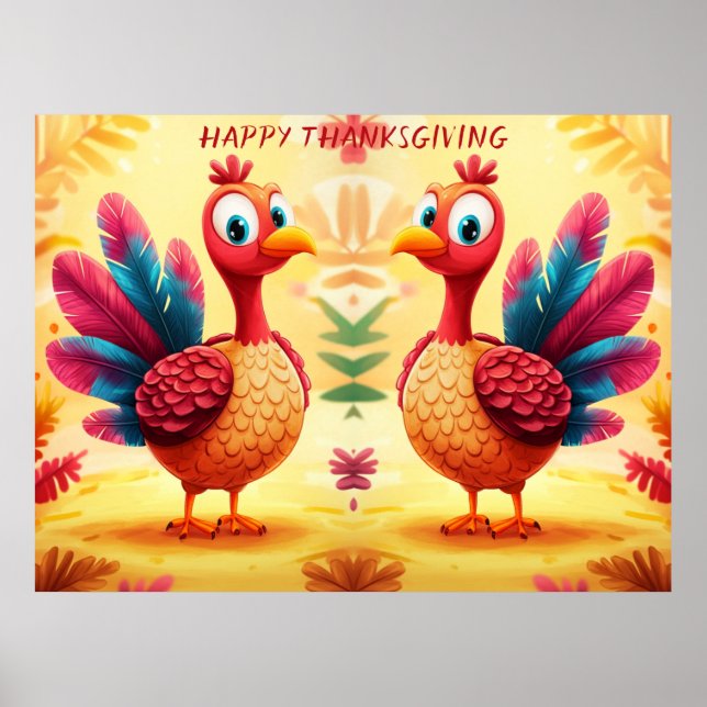 Cute Thanksgiving Turkey Poster (Front)