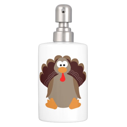 Cute Thanksgiving Turkey Soap Dispenser & Toothbrush Holder (Front)