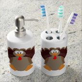 Cute Thanksgiving Turkey Soap Dispenser & Toothbrush Holder (Front)