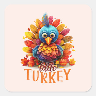 Cute Thanksgiving Turkey Square Sticker
