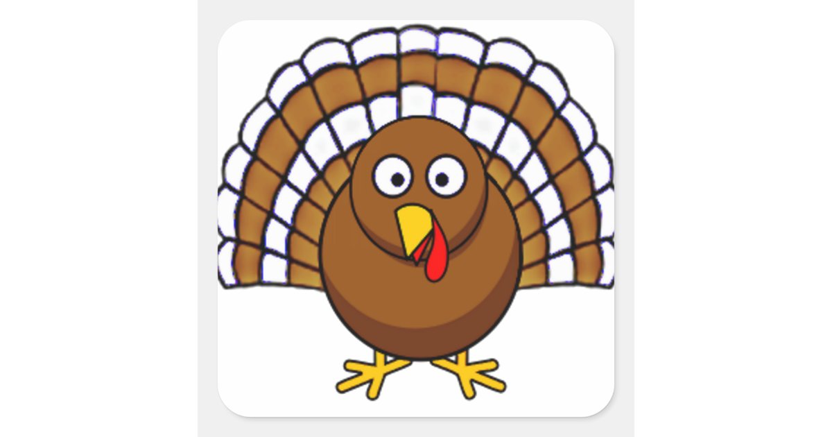Cute Thanksgiving Turkey Square Sticker | Zazzle