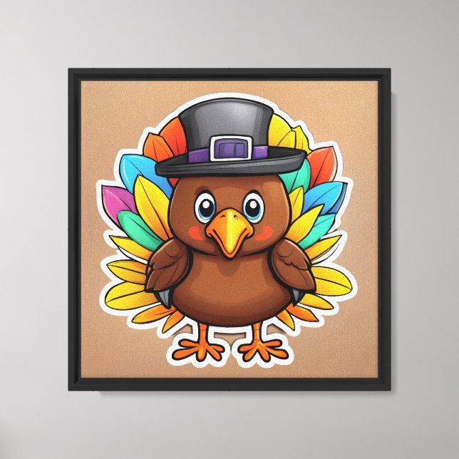 Cute Thanksgiving Turkey Stretched Canvas Print (Front)