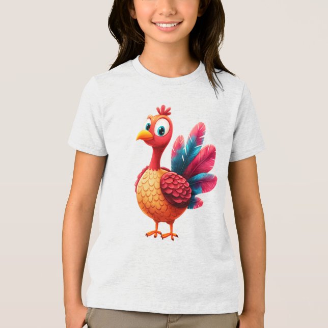 Cute Thanksgiving Turkey T-Shirt Tri-Blend Shirt (Front)