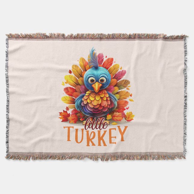 Cute Thanksgiving Turkey Throw Blanket (Front)