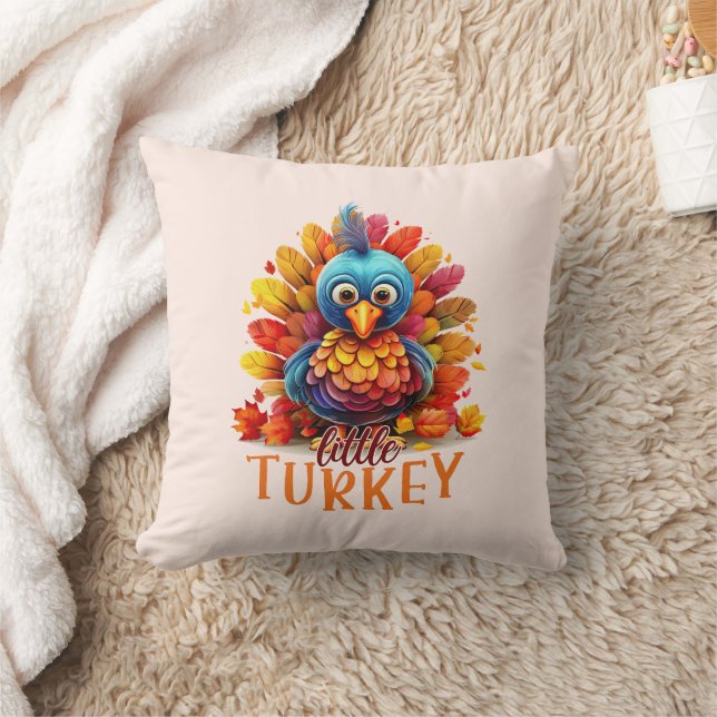 Cute Thanksgiving Turkey Throw Pillow (Blanket)