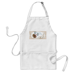 Cute Thanksgiving Turkey with Fall Leaves Adult Apron