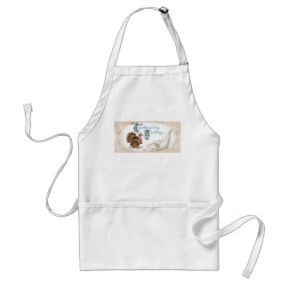 Cute Thanksgiving Turkey with Fall Leaves Adult Apron