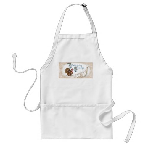 Cute Thanksgiving Turkey with Fall Leaves Adult Apron