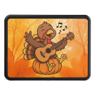 Cute Thanksgiving turkey with guitar Hitch Cover