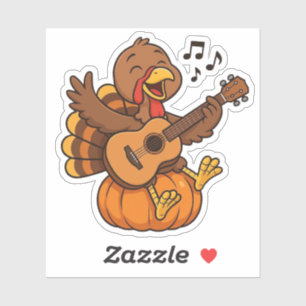 Cute Thanksgiving turkey with guitar Sticker