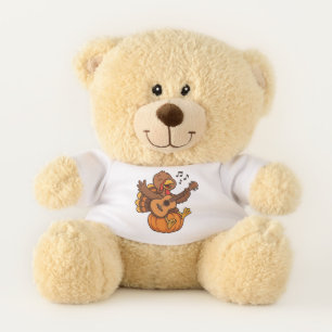 Cute Thanksgiving turkey with guitar Teddy Bear