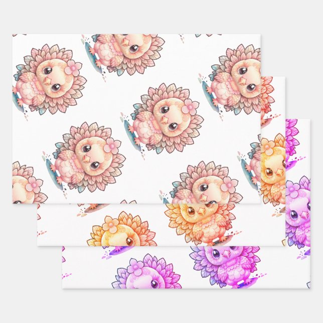 Cute Thanksgiving Turkey Wrapping Paper Sheets (Set)