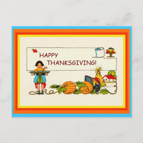 Cute Thanksgiving Vintage altered enhanced copy Postcard