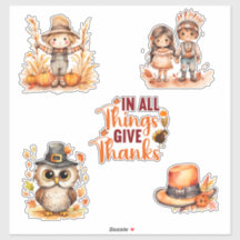 Cute Thanksgiving Watercolor Stickers