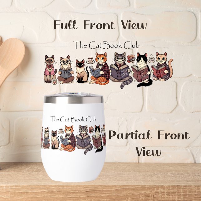 Cute "The Cat Book Club" Thermal Wine Tumbler (Creator Uploaded)
