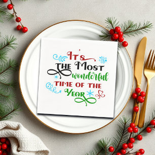 Cute 'The Most Woderful Time' Christmas Napkins