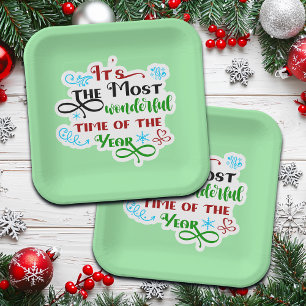 Cute 'The Most Woderful Time' Christmas Paper Plates