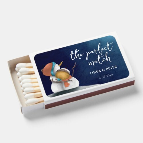 Cute The Perfect Match Winter Wedding Matchboxes