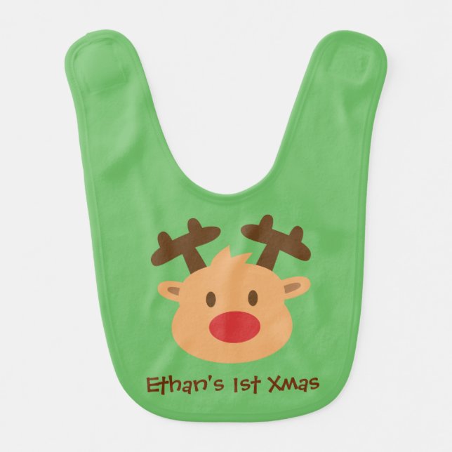 Cute the red nosed reindeer 1st Xmas Bib (Front)