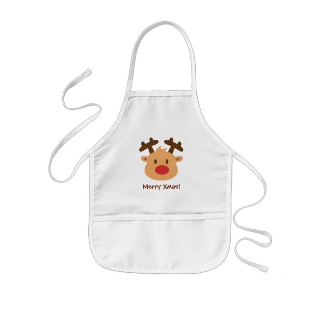 Cute the red nosed reindeer For Kids Kids' Apron (Front)
