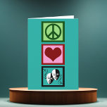 Cute Theatre Christmas Holiday Card<br><div class="desc">Beautiful theater or drama club presents with a pretty peace sign,  heart,  and the happy and sad drama masks of acting. Peace Love Theatre gifts.</div>
