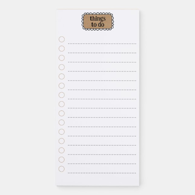 Cute Things To Do Checklist Magnetic Notepad (Front)