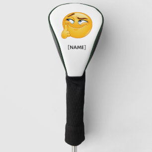 Cute Thinking Emoji Funny Smirking Face Golf Balls Head Cover