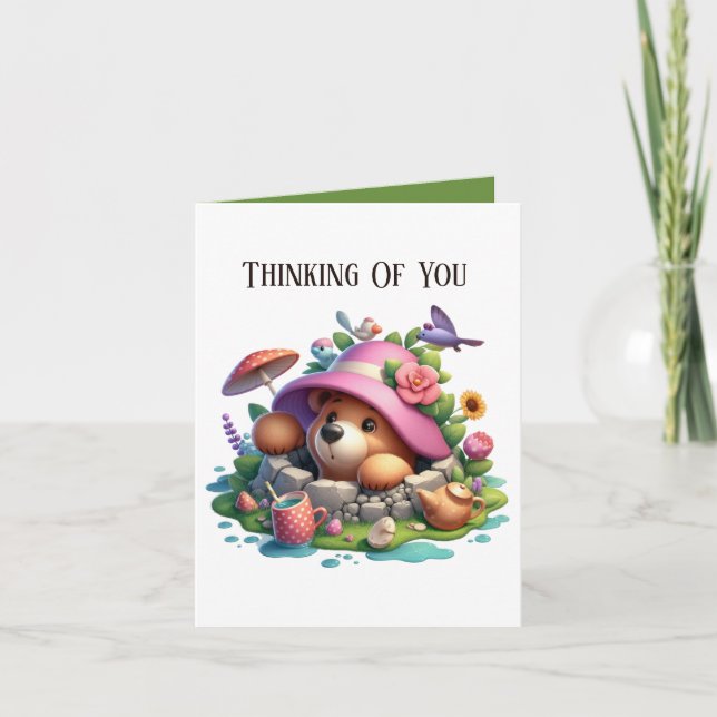 Cute thinking of you bear add message card (Front)
