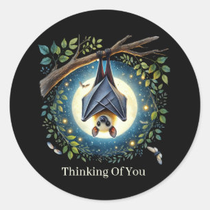 cute thinking of you customizable bat classic round sticker
