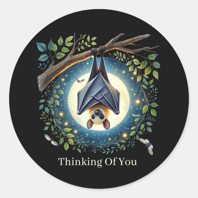 cute thinking of you customizable bat classic round sticker (Front)