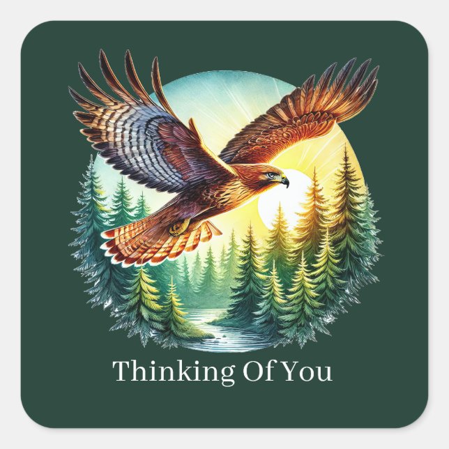 cute thinking of you customizable eagle square sticker (Front)