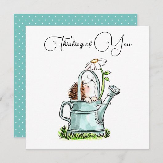 Cute Thinking of You Notecard with Hedgehog (Front/Back)