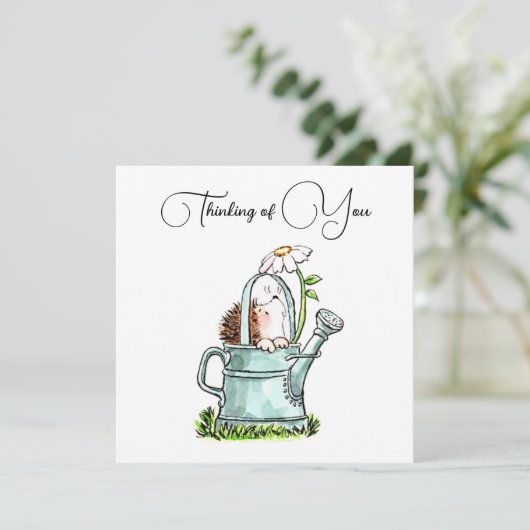 Cute Thinking of You Notecard with Hedgehog (Standing Front)