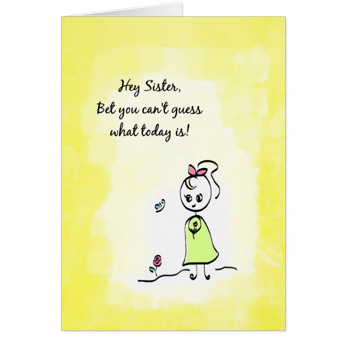 Cute Thinking of You Sister Day With Flower Girl Card | Zazzle