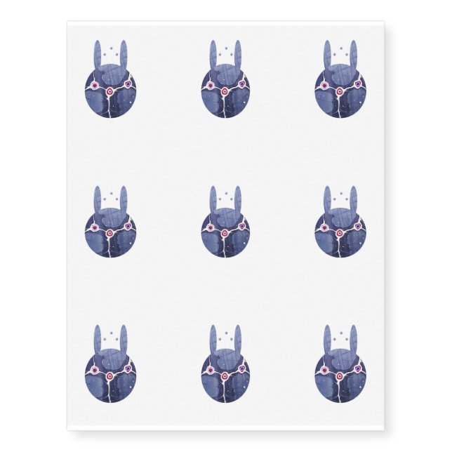 Cute Third-Eye Monster Bunny Rabbit Temporary Tattoos (Front)